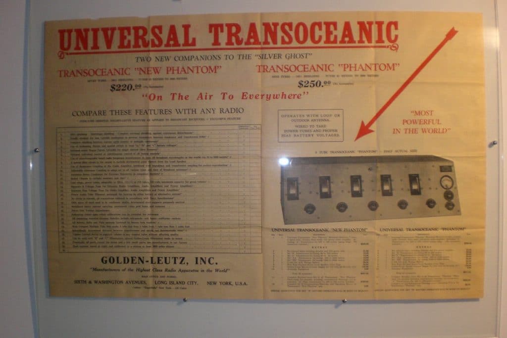 Golden-Luetz Universal Transoceanic flyer mounted in plexiglass