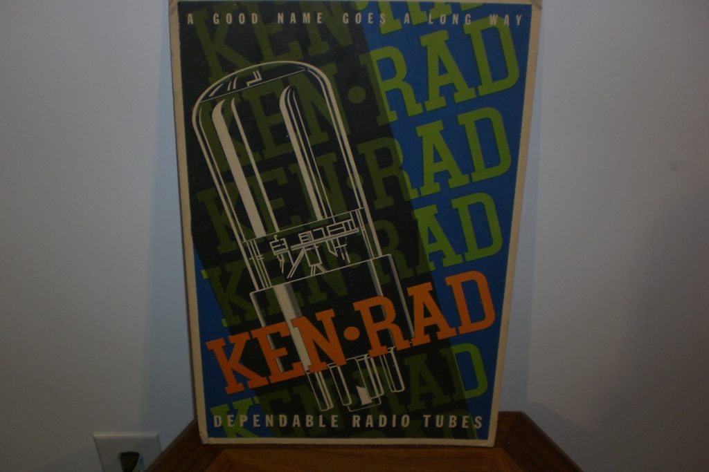 KEN RAD radio tubes cardboard sign