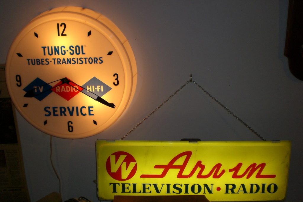 Lighted Tung-Sol clock and Arvin signs - sold seperately