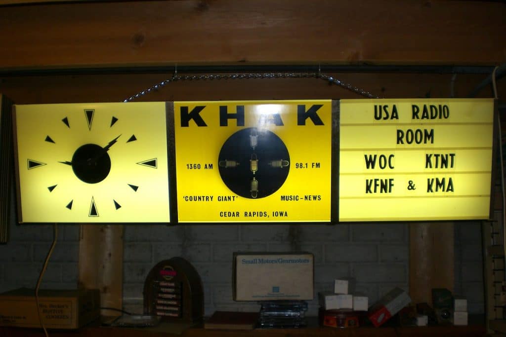 Radio station KHAK lighted clock and sign