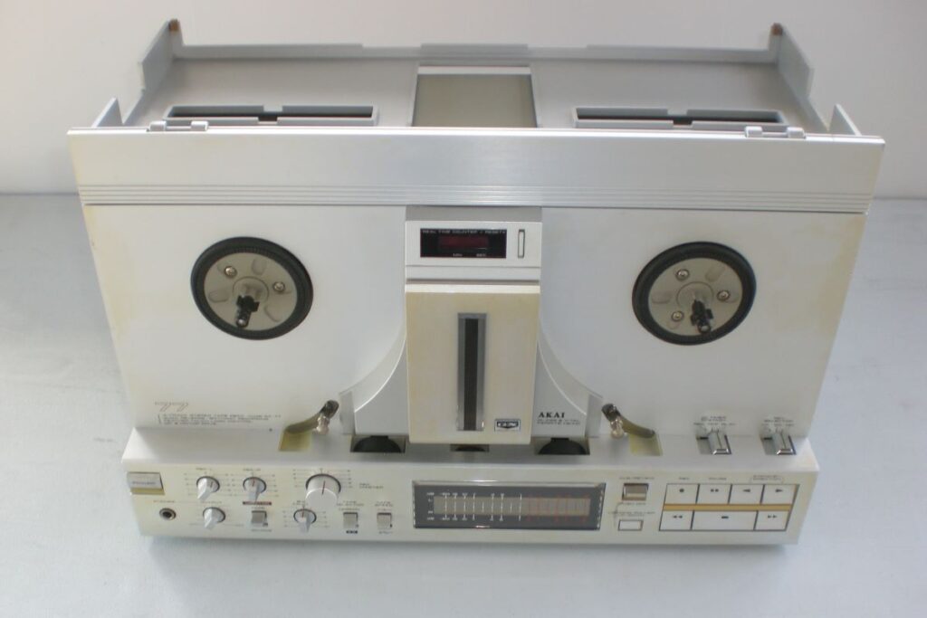 AKAI model GX-77 tape deck with front cover removed