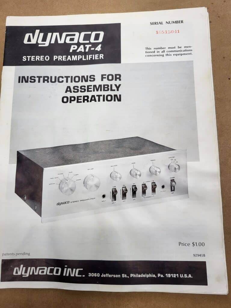 Dynaco PAT-4 manual